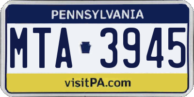 PA license plate MTA3945