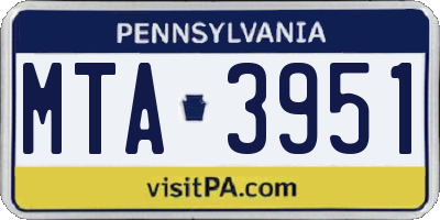 PA license plate MTA3951