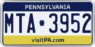 PA license plate MTA3952