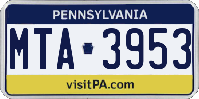 PA license plate MTA3953