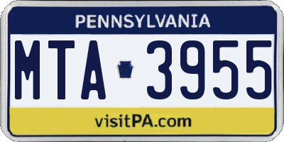 PA license plate MTA3955