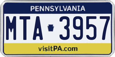 PA license plate MTA3957