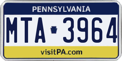 PA license plate MTA3964