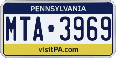 PA license plate MTA3969