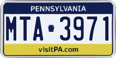 PA license plate MTA3971