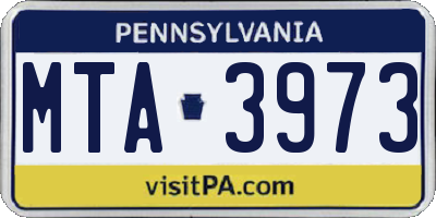 PA license plate MTA3973