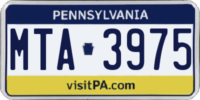 PA license plate MTA3975