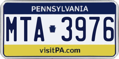 PA license plate MTA3976
