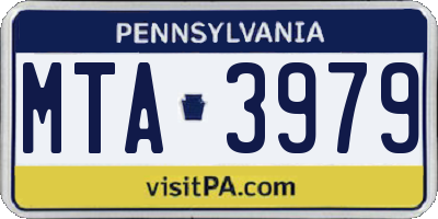 PA license plate MTA3979