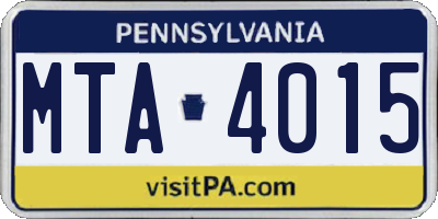 PA license plate MTA4015