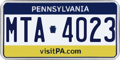 PA license plate MTA4023