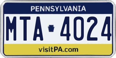 PA license plate MTA4024