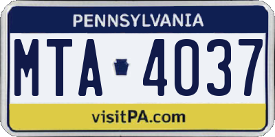 PA license plate MTA4037