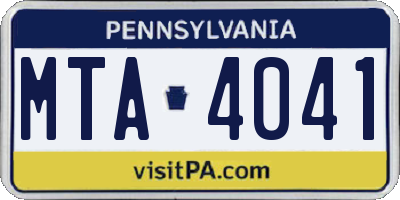 PA license plate MTA4041