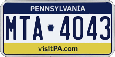 PA license plate MTA4043