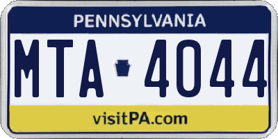 PA license plate MTA4044