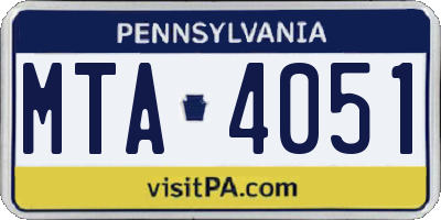 PA license plate MTA4051