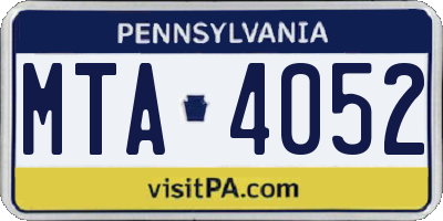 PA license plate MTA4052