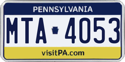 PA license plate MTA4053
