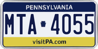 PA license plate MTA4055