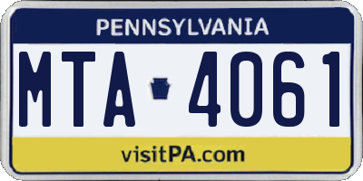 PA license plate MTA4061
