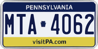 PA license plate MTA4062