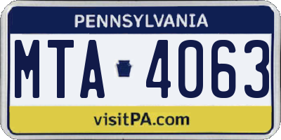 PA license plate MTA4063