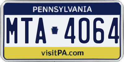 PA license plate MTA4064