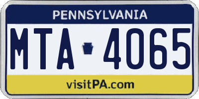 PA license plate MTA4065