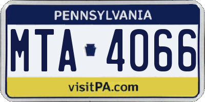PA license plate MTA4066