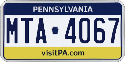 PA license plate MTA4067