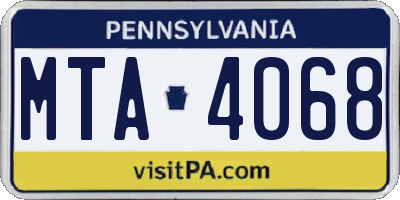 PA license plate MTA4068