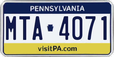 PA license plate MTA4071