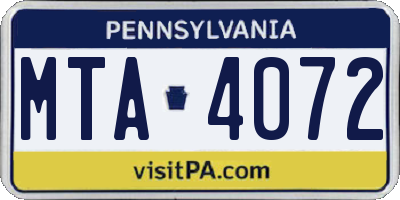 PA license plate MTA4072