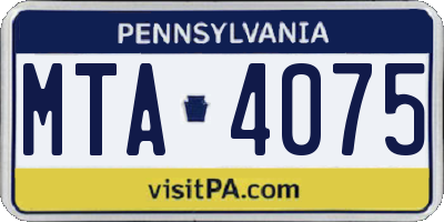 PA license plate MTA4075