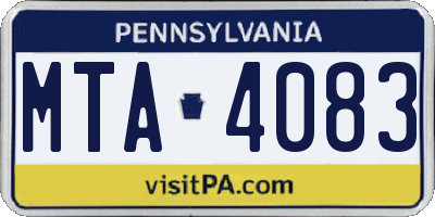 PA license plate MTA4083