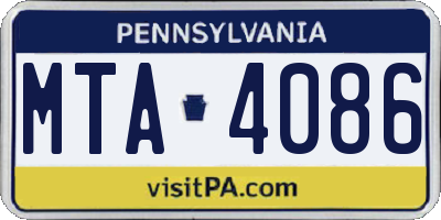 PA license plate MTA4086