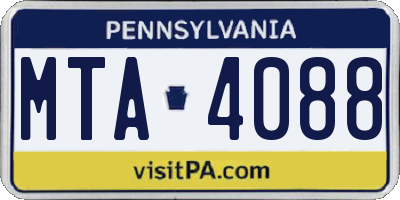 PA license plate MTA4088