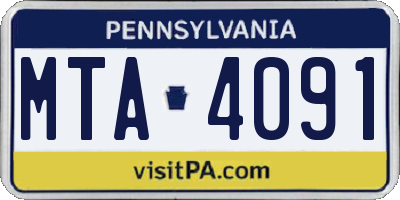 PA license plate MTA4091