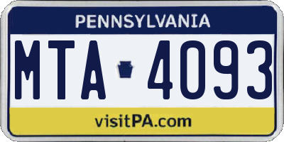 PA license plate MTA4093