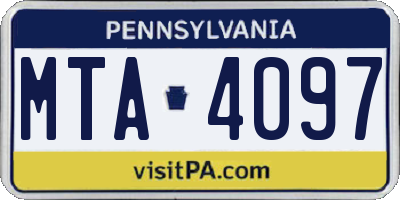 PA license plate MTA4097