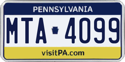 PA license plate MTA4099