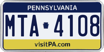 PA license plate MTA4108