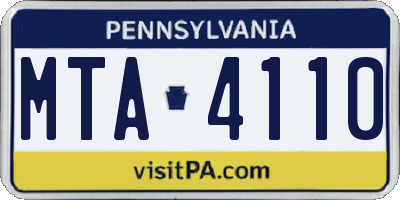 PA license plate MTA4110