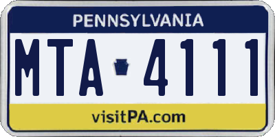 PA license plate MTA4111