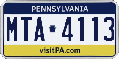 PA license plate MTA4113