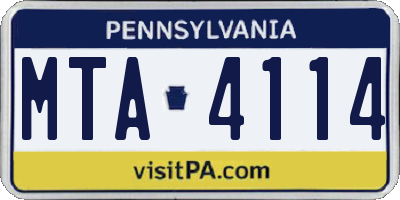 PA license plate MTA4114