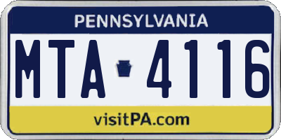 PA license plate MTA4116