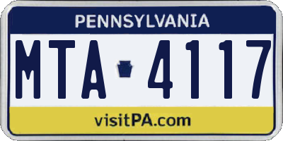 PA license plate MTA4117