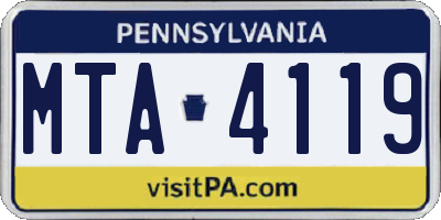 PA license plate MTA4119